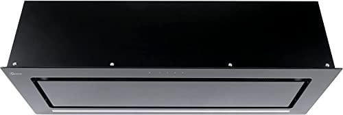 GURARI campana de techo 217 BL 90 Pr, campana de cocina empotrada 90 cm, en negro, cristal negro, 1000m³/h, tiras LED, campana extractora