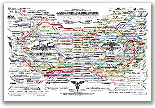 Optivixity The Healing Web Map Poster Spirit Natural Remedies Chart Wall Art Home Decoration
