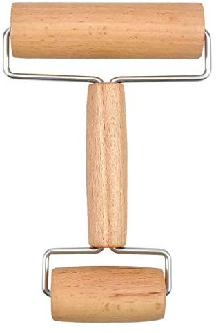 Cozlly Rouleau à Pâtisserie en Bois Antiadhésif,Rouleau à pâtisserie en forme de H,Rouleau à Pizza en Bois,Rouleau à pâtisserie en bois avec manche,pour Pizza Biscuit Fondant Gâteau Tarte