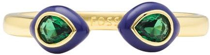 Fossil Damenring, Candy Jewels Ring mit blauer Emaille und grünem Kristall Toi Et Moi