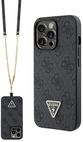 Guess GUHCP13LP4TDSCPK Hülle für iPhone 13 Pro / 13 6.1 Schwarz hardcase Crossbody 4G Metal Logo