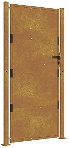 vidaXL Puerta de jardín acero corten 105x180 cm, puerta de valla, puerta de exterior, puerta de metal, puerta de seguridad, puerta de entrada