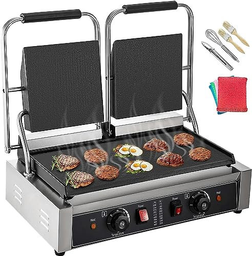 BTURYT Griglia per Pressa Commerciale 220V Griglia per Pressa per Sandwich Elettrica Griglia per Pressa per Sandwich 3600W Tostapane Doppie Teste Griglia per Pressa Tostapane Panino Macchina Comme