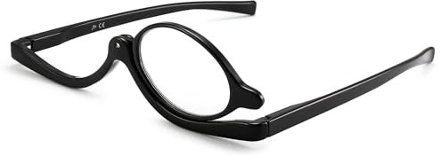 JM Maquillaje Gafas de Lectura Lupa Flip Down Cosméticos Lectores para Mujeres Negro +3.5