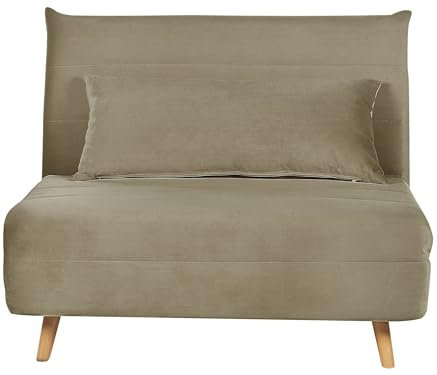 Beliani 1-Sitzer Schlafsofa Samt grün mit Holzbeinen Kissen verstellbare Lehne Setten