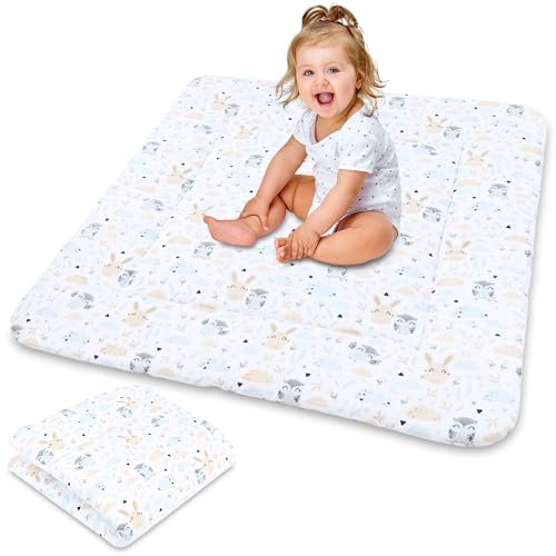 Tappeto gioco bambini per gattonare - tappeti stanza per gattonamento bimbi tappetino neonato cameretta bambina e bambino 100 cm certificazione Oeko-Tex Gufi