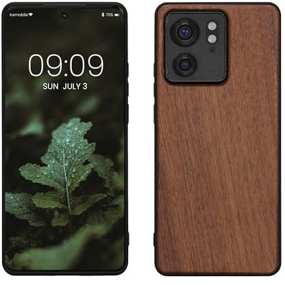 kwmobile Carcasa Compatible con Motorola Edge 40 Funda - Funda Dura de Madera con Bumper de TPU - marrón Oscuro
