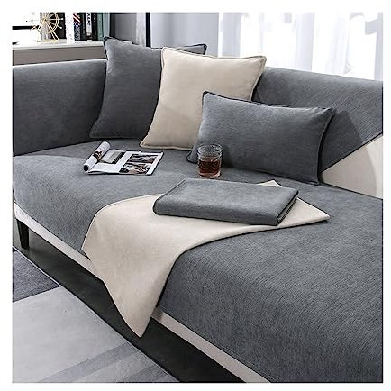 Awoyep Chenille Sofabezug, Sofabezug Ecksofa L Form, Couch Überzug U Form, Rutschfester Sofa Überzug 1/2/3/4 Sitzer, Sofaschoner, Chenille Couchbezug (Color : B, Size : 90 x 90 cm)