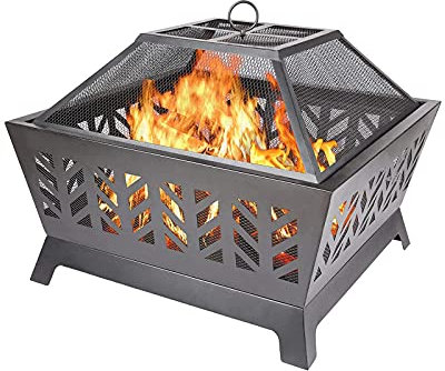 ItzZa Brasero para Barbacoa, Calentador de jardín, terraza, Parrilla, Cuenco para Acampar con atizador, brasero con Malla Protectora contra chispas