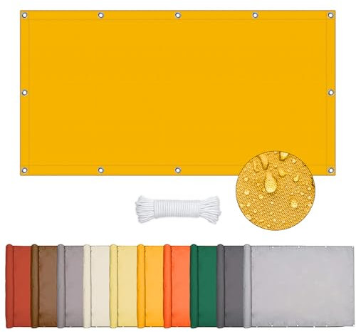 ONESHLEE Vela Ombreggiante Impermeabile, Telo Ombreggiante Con Occhiellato, Tenda A Vela Per Esterno Sole Giardino (1.5 * 2m, D'oro)