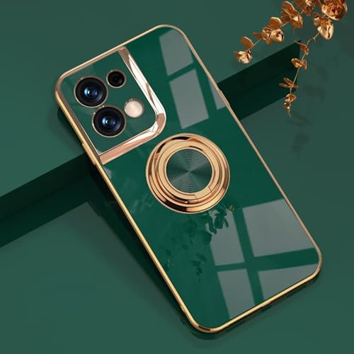 ESONG Cover per Xiaomi Redmi Note 13 5G,Custodia Antiurto Ultrasottile da Donna,Placcatura TPU Silicone Protettiva Case con 360° Magnetica Anello Ring Supporto-Verde scuro