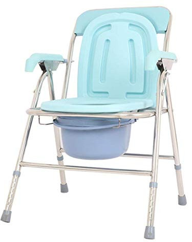 Multi-function Foldable Mobile Commode Chair for Adults - Stainless Steel Safety Frame, Bedroom Toilet - Heavy Duty Portable Commode Chair