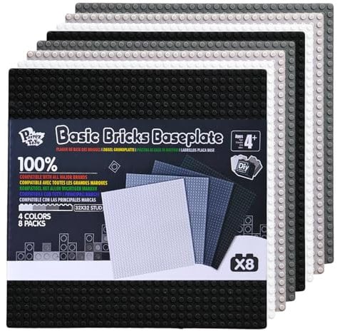 Pairez Toys Classic Baseplates, 10×10” Base Plates Multipack for Building Bricks