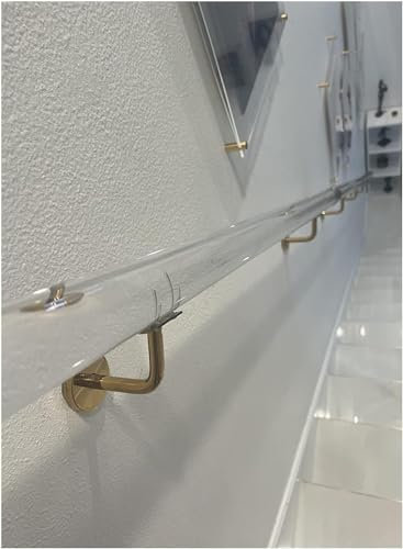 handlauf Edelstahl aussen Treppengeländer-Handlauf-Set aus Acryl 1 m 2 m 3 m 4 m 5 m 6 m 7 m rutschfeste transparente Treppenhandläufe wandmontierte Geländer mit Edelstahlhalterungen (Farbe: