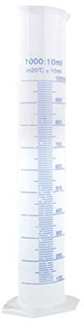 BEAHING Clear Plastic Graduated Cylinders 1000ML Science Measuring Test Tube Flask Ideal for DIY and Science, Cylinder Flask