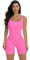 TAYOEA Sport Jumpsuit Damen Kurz Sommer Eng Stretch Yoga Einteiler One Piece Bodysuit Sexy Ärmellose Overall für Fitness Gym Workout Rosa,L
