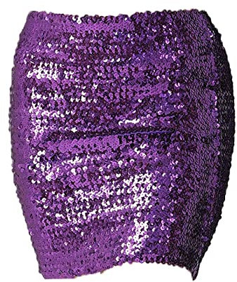 Harilla Femmes jupes courtes Bling fille Sequin robe crayon élastique Mini jupe portefeuille pour le dîner bal Cocktail Festival, Violet