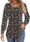 Cuptacc Langarmshirt Damen Rundhals Puff Ärmel Mit Knöpfen Tshirt Plissee Lässig Herbst Damen Top Schwarz Rosa Geblümt Mittel M 38-40