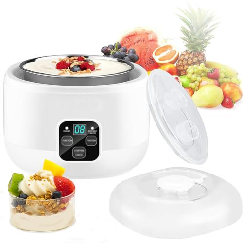 Electric Yogurt Maker Machine, Probiotic Yogurt Maker, 1l Fermenter, Easy To Clean, Ceramic Liner Smart Touch Display, Automatic Digital Yogurt Maker, Suitable for Home Yogurt Incubator