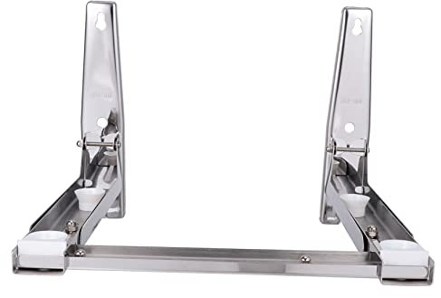 GRIRIW Mikrowellen-wandhalterung Aus Edelstahl Faltbare Lagerung Ofenregal Mit Gleitschiene Für Symmetrische Oder Asymmetrische Mikrowellen Robust Und Rostfrei
