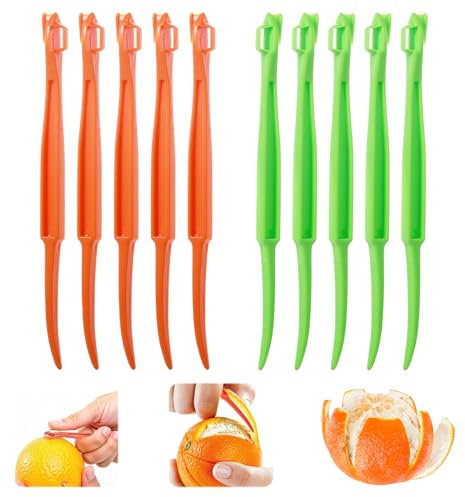 10 Pcs Orange Peeler Tool, Easy peelers, 15.8cm Length Citrus Peel Cutter, Plastic Fruit Slicer Cutter, Citrus Peelers for Kitchen Accessories Cooking Knife Kitchen Gadget