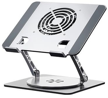 Laptop Stand with Cooling Fan，360° Rotating Base，Ergonomic Adjustable Laptop Riser for 10-17'' Gaming/Binge-Watching/Office Use