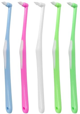 5 Pezzi Spazzolino Monociuffo, Scovolino per Pulizia Denti con Coperchio, Spazzolino di Saggezza per Pulizia di Dettagli e Apparecchi Ortodontici (A, Taglia Unica)