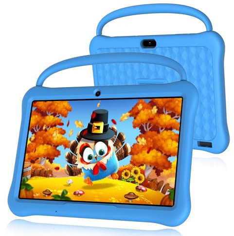 Tablet for Kids 3-7, Android 13 Kids Tablet 10 inch for Toddler, Parental Control, Free Kids APP Pre-Installed 64GB,Time Limits,Age Filters,6000mAh Battery,WiFi,Dual Camera with Eye Protection(Blue)