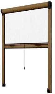 CILVANI ZANZARIERA A RULLO FRIZIONATA CON APERTURA VERTICALE COLORE BIANCO MARRONE BRONZO (BRONZO, 140X170)