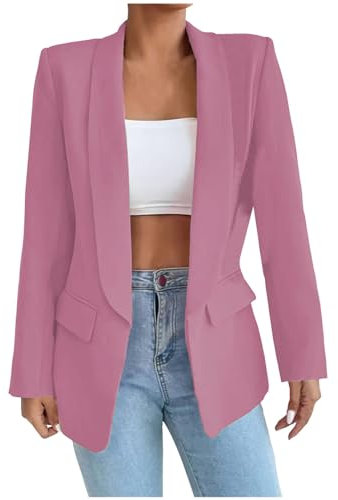 Rrongwn Blazer Para Mujer Color Sólido Chaqueta Negocios Solapa Delgado Chaqueta de Traje Casual Negocios Regular Fit Ocio Blazer Deportivo Longblazer Delgado Blazer Mujer Blazer, morado, M
