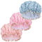 3 Pcs Shower Caps for Women, Elastic Bath Caps Double Layer Reusable Shower Hat Suitable for Long, Short & Curly Hair