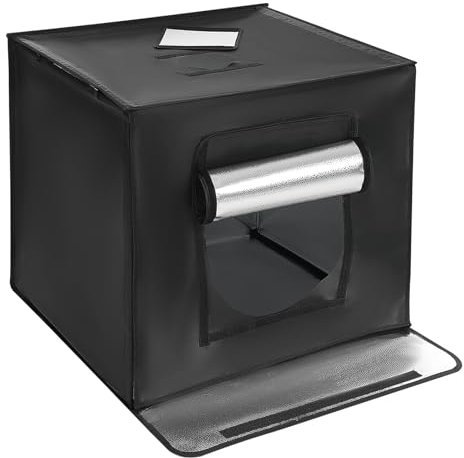 Donened - Caja de fotos, 60 x 60 x 60 cm, plegable estudio fotográfico, tienda de luz con 60 luces LED y 5 telones de fondo de colores diferentes, temperatura de color 5500 K, para estudio fotográfico