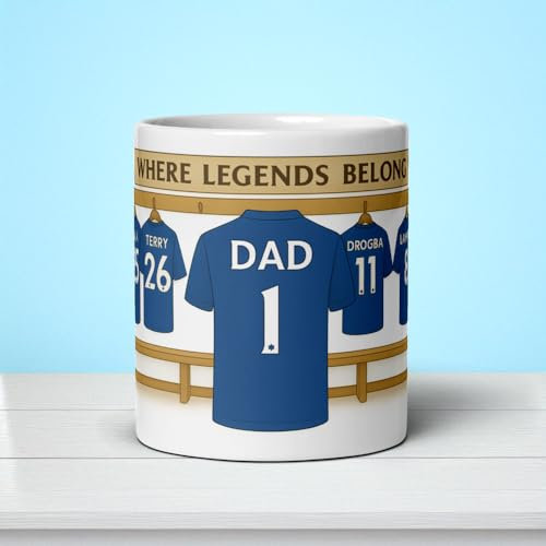 Legend Dad Tasse - Chelsea Geschenk für Papa - Where Legends Belong - Vatertag für Fußballfans - Fußball Thema Kaffeetasse - Geburtstagsgeschenk für Ihn