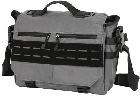 SERDAS Laptoptasche, taktische Kuriertasche, Computerrucksack, Gürtel, Schultertasche, Camping, Outdoor, Sport, Reisen, Bauchtasche, Crossbody-Tasche, grau, Einheitsgröße