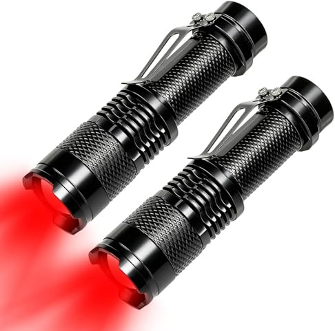 Vryth 2 Pack LED Red Light Torch Three Mode Flashlight Scalable Red Night | Light Torches for Astronomy, Animal Observation, Night Vision, Hiking, Outdoor, Fishing