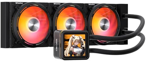 darkFlash DE360 Refroidisseur liquide tout-en-un pour processeur, écran LCD de 2,8 avec résolution 480 x 480, synchronisation ARGB, ventilateurs PWM, radiateur Aio de 360 mm, compatible avec Intel