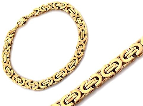 Generisch Sapphir Königskette Gold Armband Herren 375 Gold Breite 7.4 mm - Gold Armschmuck - Massives Königsarmband für Männer 9 Karat 21 CM - Armkette mit Geschenkbox - inkl Zwei Luxusgeschenke