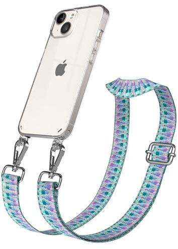 EAZY CASE Handykette - Verstellbares Taschenband kompatibel mit iPhone 14, Schulterriemen, Handykordel mit Silikon Hülle, Umhängetasche, Einhorn Silber