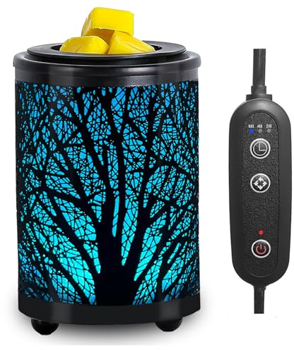 Electric Wax Melt Warmer with Timer - PTC Heating Plate & 7 Colors LED Changing Light, Fragrance Warmer for Home, Office, Gifts & Decor (Black Forest)