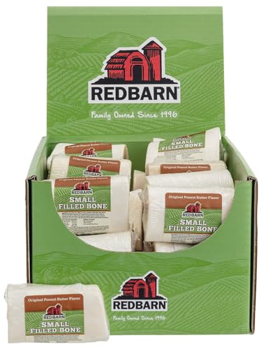 Redbarn Pet Products Small Filled Dog Bones, Peanut Butter Flavor - Long Lasting Stuffed Femur Chew Treat Made in USA for Aggressive Chewers - Case of 20 Bones