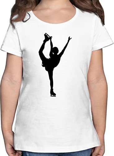 T-Shirt Mädchen - Kinder Sport Kleidung - Eiskunstläuferin Einzellaufen - 128 (7/8 Jahre) - Weiß - Sport-Shirt 25. Geburtstag Eiskunstlauf Tshirt Sportshirt iceskate t Shirt Outfit iceskater