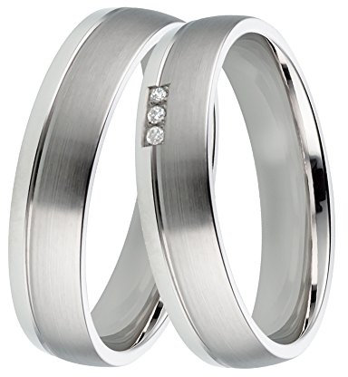 DOOSTI Trauringe 500/- Palladium mit Brillanten - inkl. Gratis Gravur