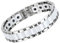 Flongo Edelstahl Keramik Porzellan Armband Link Handgelenk Hematit Silber Weiss Rechteckig Magnet Klassiker Herren