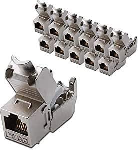 DIGITUS 12x Assmann DN-93615 Professional Cat 6A Keystone Modul, geschirmt, werkzeugfreier Montageanschluss