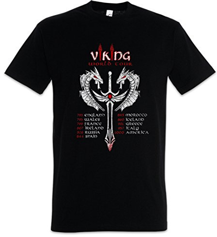 Urban Backwoods Viking World Tour Herren T-Shirt Schwarz Größe L
