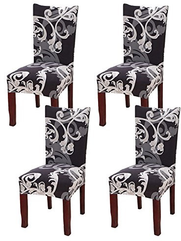 Fuloon Stuhlhussen 4er 6er Set, Stuhlüberzug Universal Stretch Abnehmbare Stuhlbezug, Bezüge für Esszimmerstühle Schwingstuhl Moderne Hochzeit Bouquet, Hotel, Restaurant Dekor