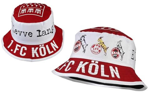 1. FC Köln Fischerhut - Vereinsstr. - Sommerhut rot-weiß Sonnenhut Unisex Hut Schlapphut - Plus Lesezeichen I Love Köln