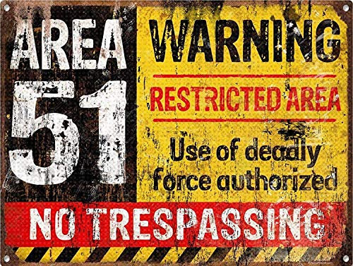 Forry Warning Area 51 Metall Poster Retro Blechschilder Vintage Schild Zum Cafe Bar Garage Wohnzimmer Schlafzimmer Haus Restaurant Hotel