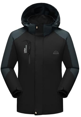 donhobo Softshelljacken Herren Funktionsjacke Wasserdicht Atmungsaktiv Wandern Mantel Outdoor Jacke Ski Regenmantel (Schwarz, L)