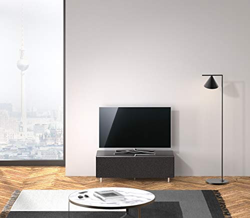 Spectral® Just-Racks Lowboard JRL1104T-BG, rabat recouvert de tissu (l x H x P) 111 x 38 x 48 cm, surfaces en verre anti-rayures : couleur noir